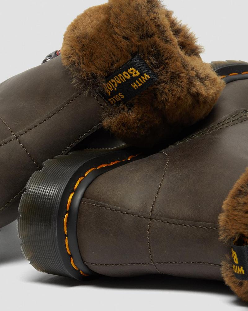 Dr Martens 1460 Serena Collar Faux Fur Forede Snørestøvletter Dame Grå | Norge 579YXF